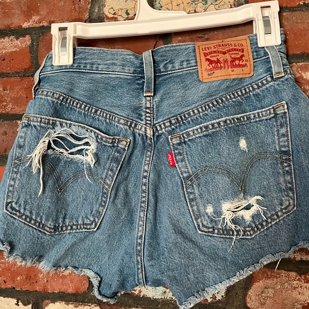 Levi 501 High Waisted Distressed Shorts